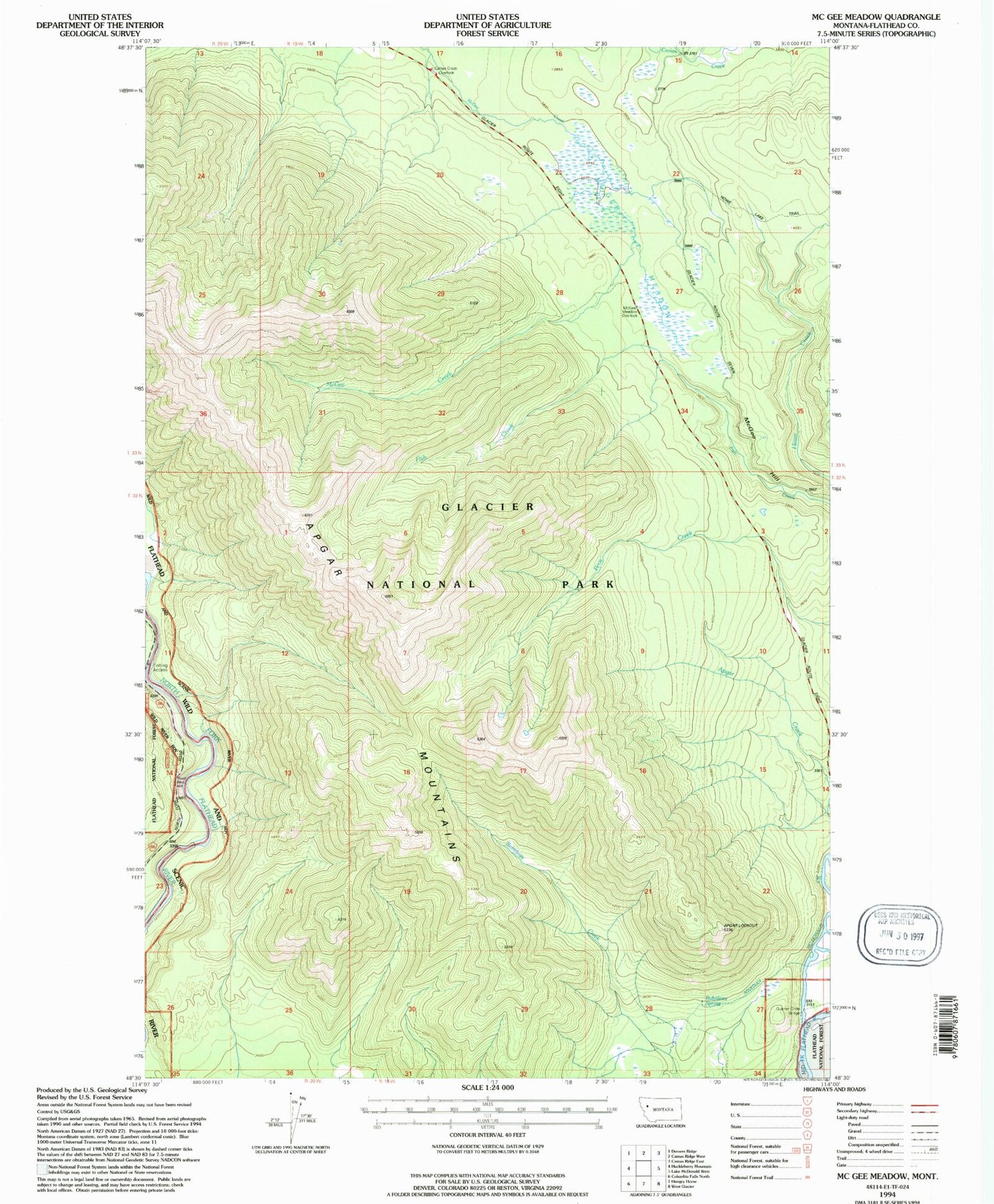 Classic USGS McGee Meadow Montana 7.5'x7.5' Topo Map Image