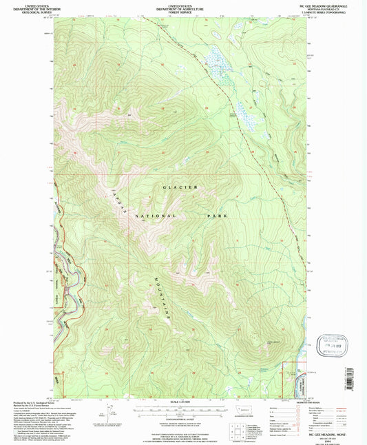 Classic USGS McGee Meadow Montana 7.5'x7.5' Topo Map Image