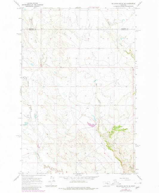 Classic USGS McGinnis Butte SE Montana 7.5'x7.5' Topo Map Image