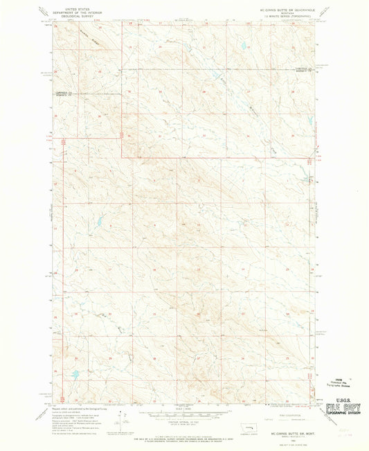 Classic USGS McGinnis Butte SW Montana 7.5'x7.5' Topo Map Image