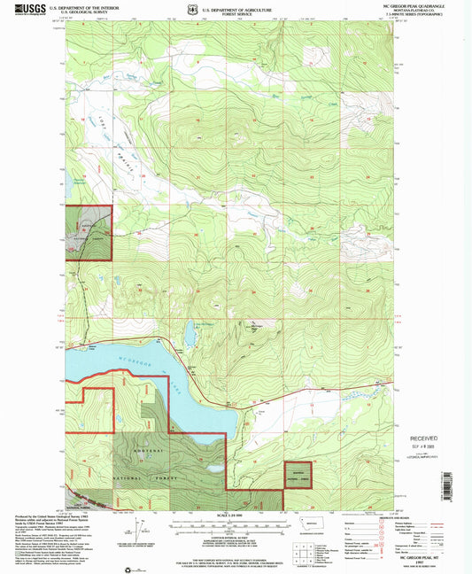 Classic USGS McGregor Peak Montana 7.5'x7.5' Topo Map Image