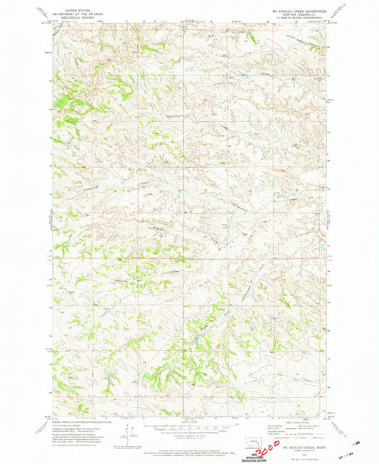 Classic USGS McKerlich Creek Montana 7.5'x7.5' Topo Map Image