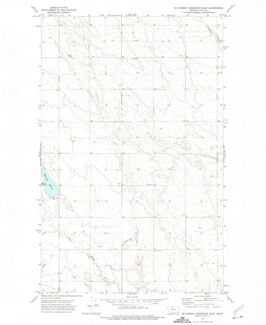 Classic USGS McKinnsey Reservoir East Montana 7.5'x7.5' Topo Map Image