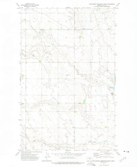 Classic USGS McKinnsey Reservoir West Montana 7.5'x7.5' Topo Map Image