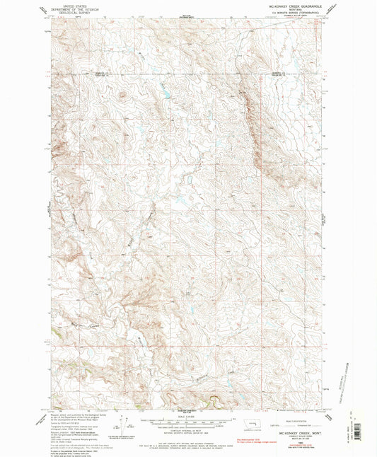 Classic USGS McKonkey Creek Montana 7.5'x7.5' Topo Map Image