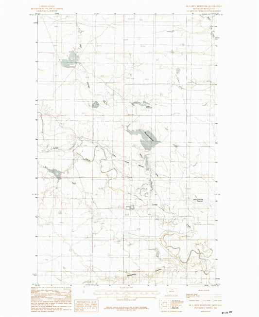 Classic USGS McLaren Reservoir Montana 7.5'x7.5' Topo Map Image