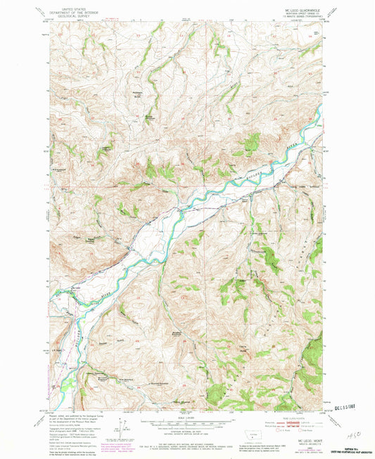 Classic USGS McLeod Montana 7.5'x7.5' Topo Map Image