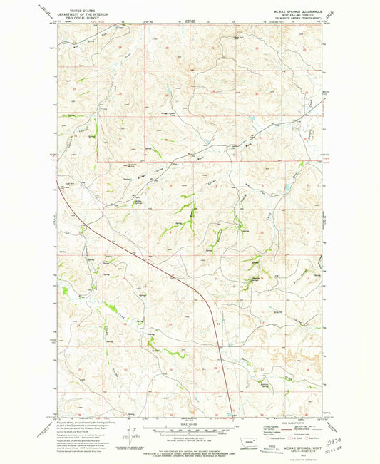 Classic USGS McRae Springs Montana 7.5'x7.5' Topo Map Image