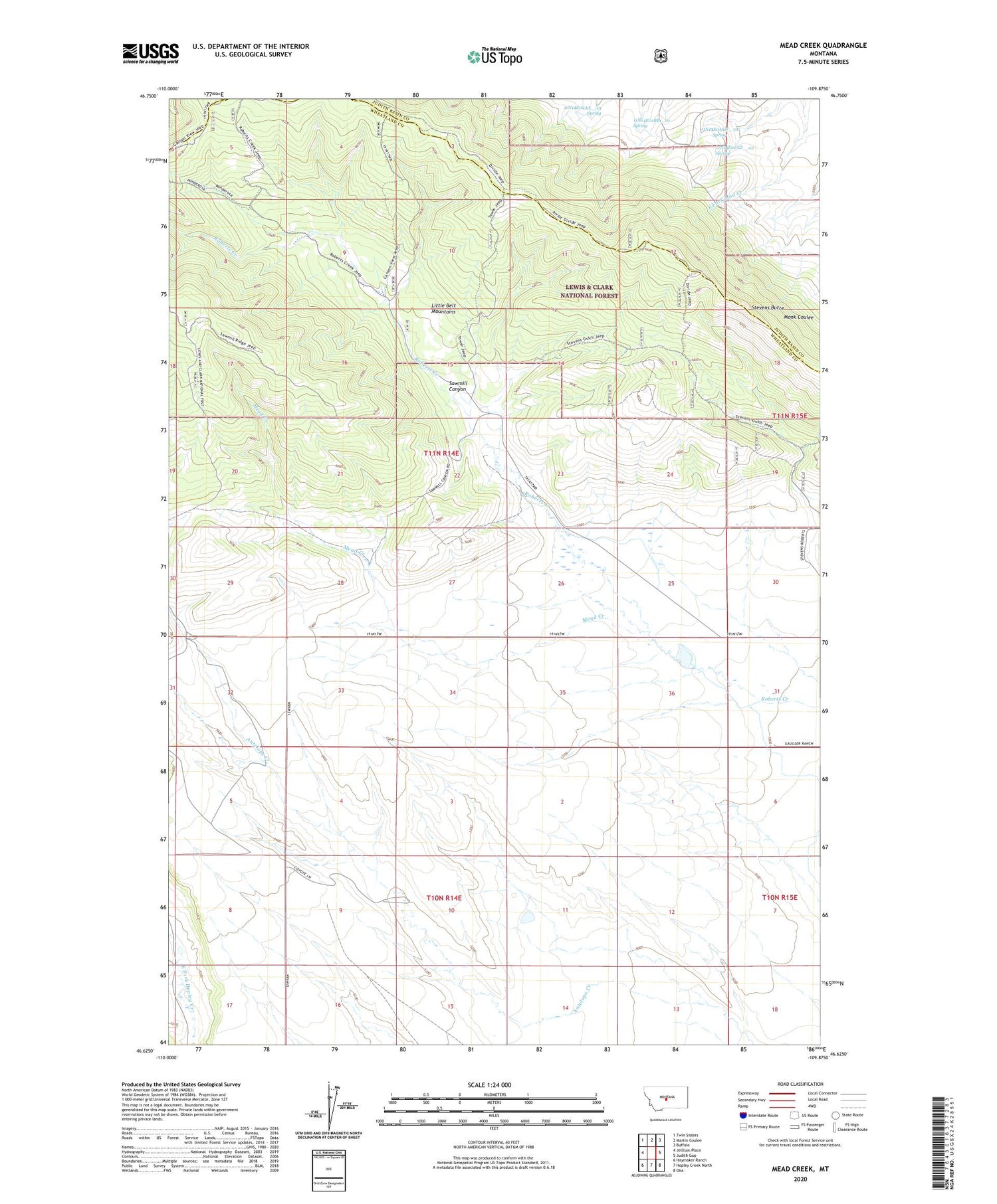 Mead Creek Montana US Topo Map Image