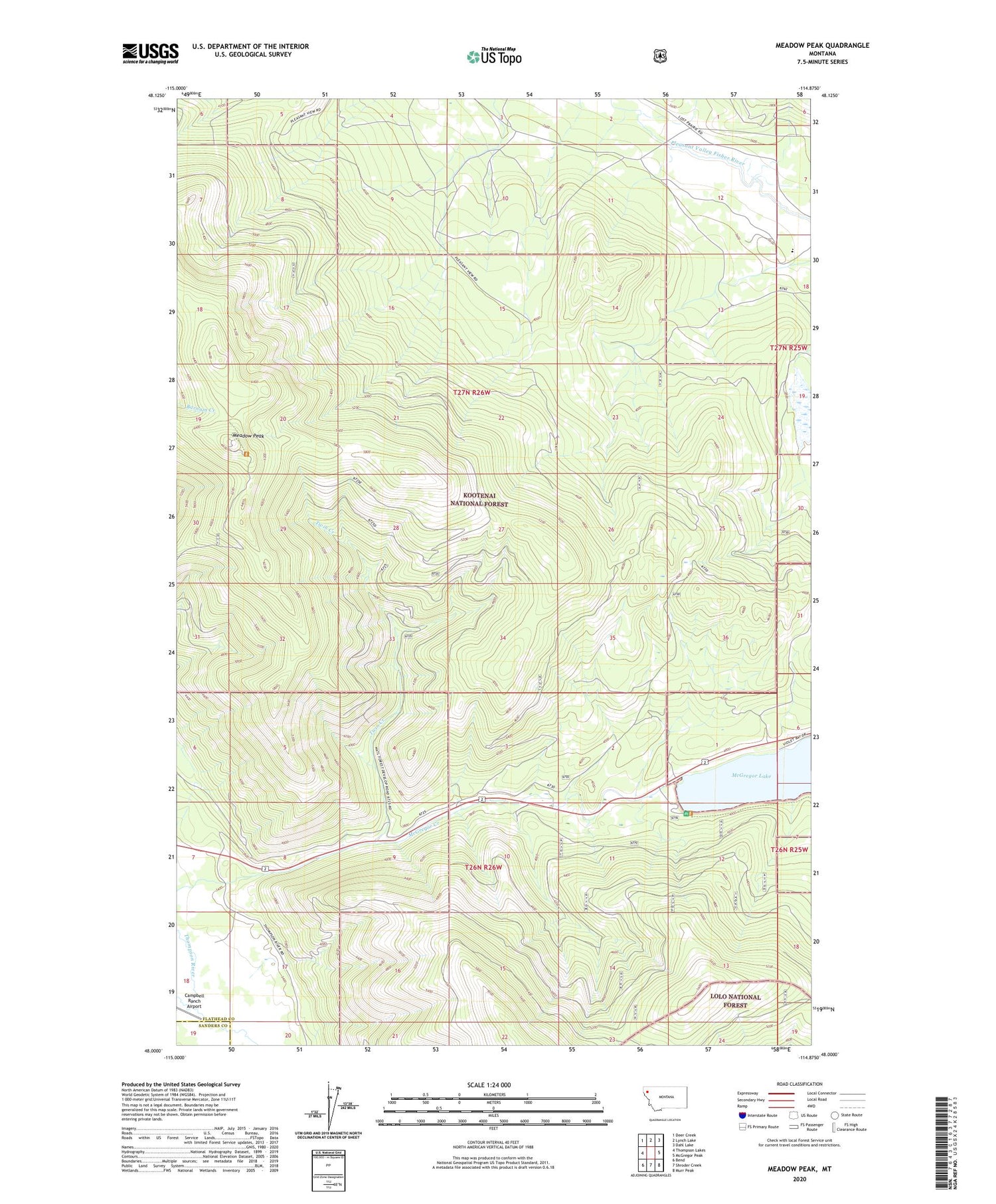 Meadow Peak Montana US Topo Map Image