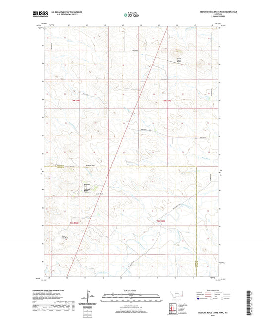 Medicine Rocks State Park Montana US Topo Map Image