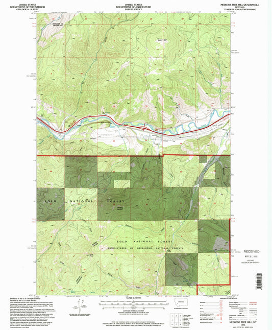 Classic USGS Medicine Tree Hill Montana 7.5'x7.5' Topo Map Image