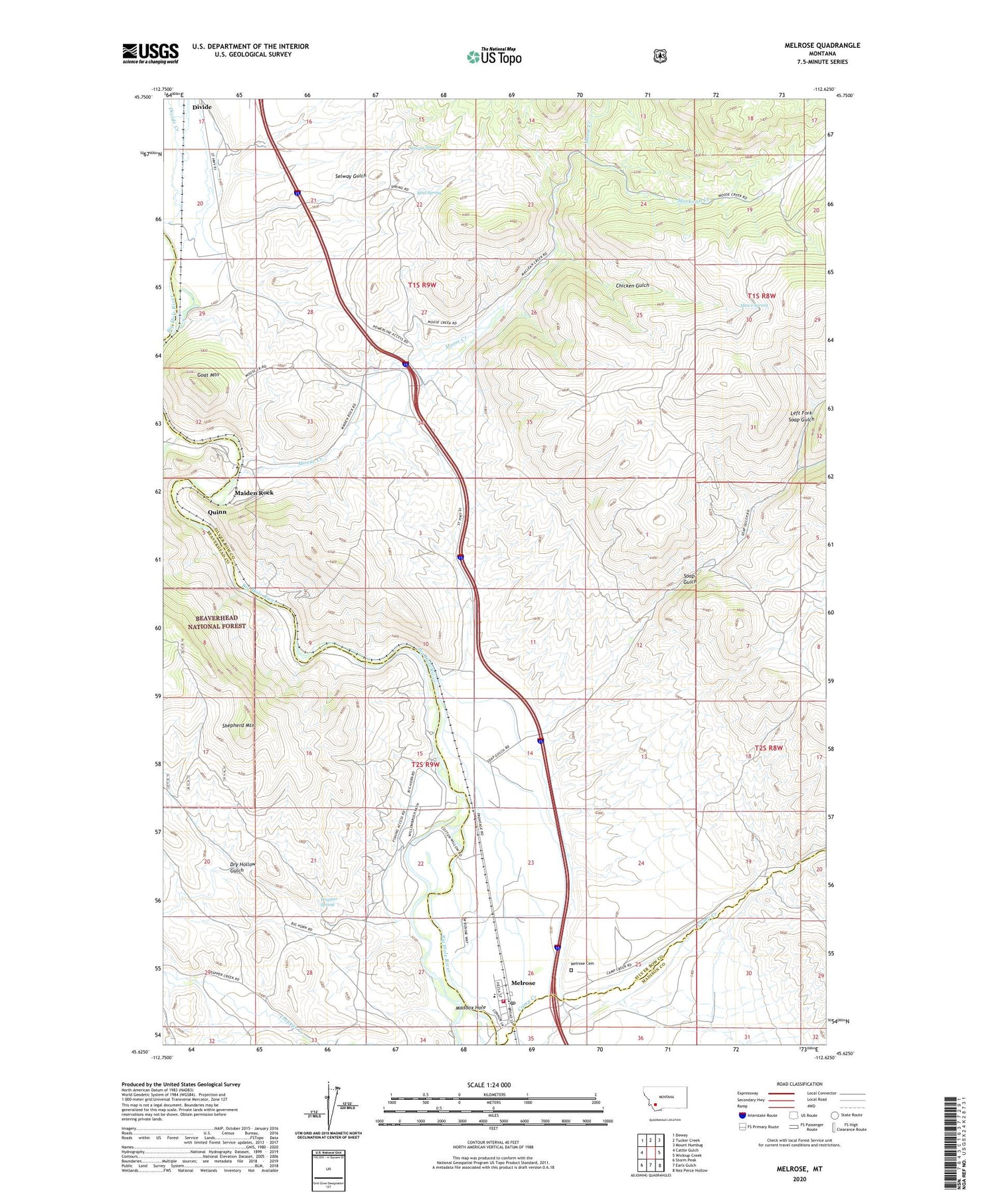 Melrose Montana US Topo Map Image