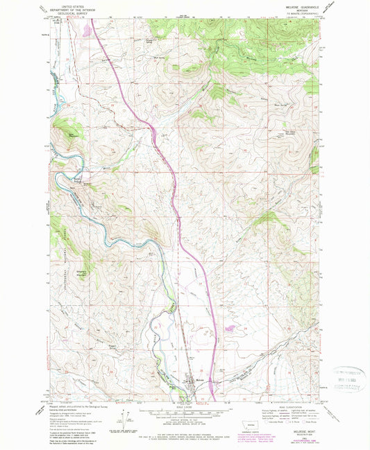 Classic USGS Melrose Montana 7.5'x7.5' Topo Map Image