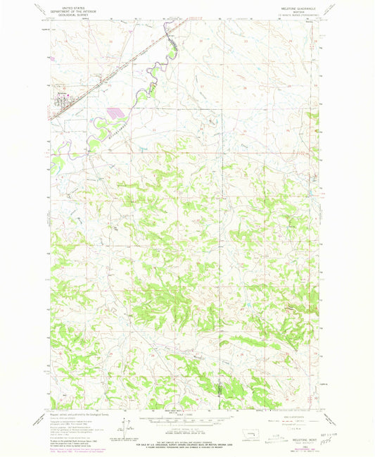Classic USGS Melstone Montana 7.5'x7.5' Topo Map Image