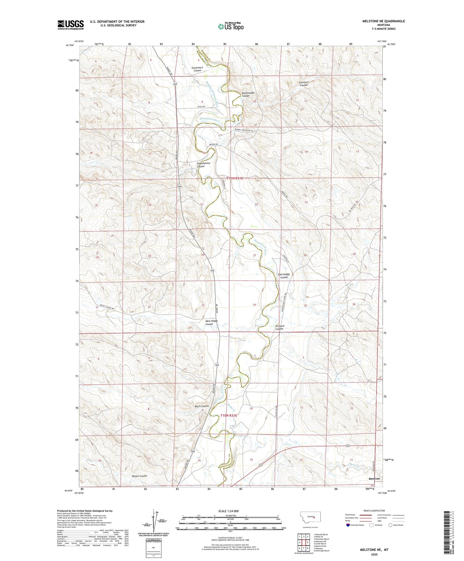Melstone NE Montana US Topo Map Image