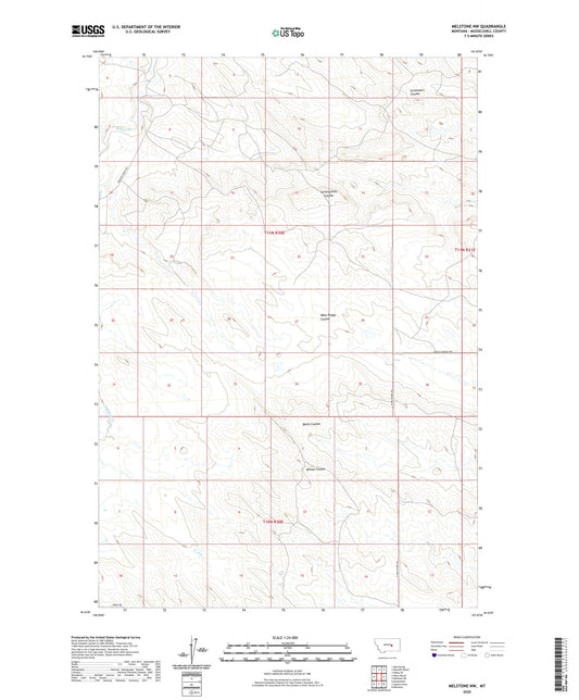 Melstone NW Montana US Topo Map Image