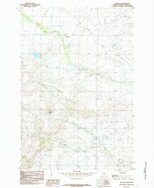 Classic USGS Melville Montana 7.5'x7.5' Topo Map Image