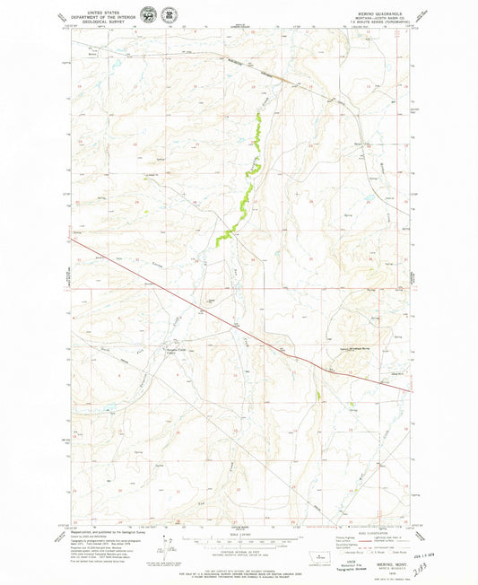 Classic USGS Merino Montana 7.5'x7.5' Topo Map Image