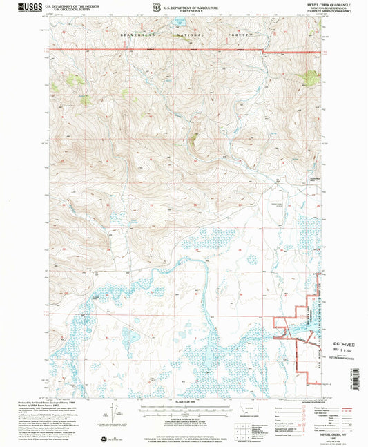 Classic USGS Metzel Creek Montana 7.5'x7.5' Topo Map Image