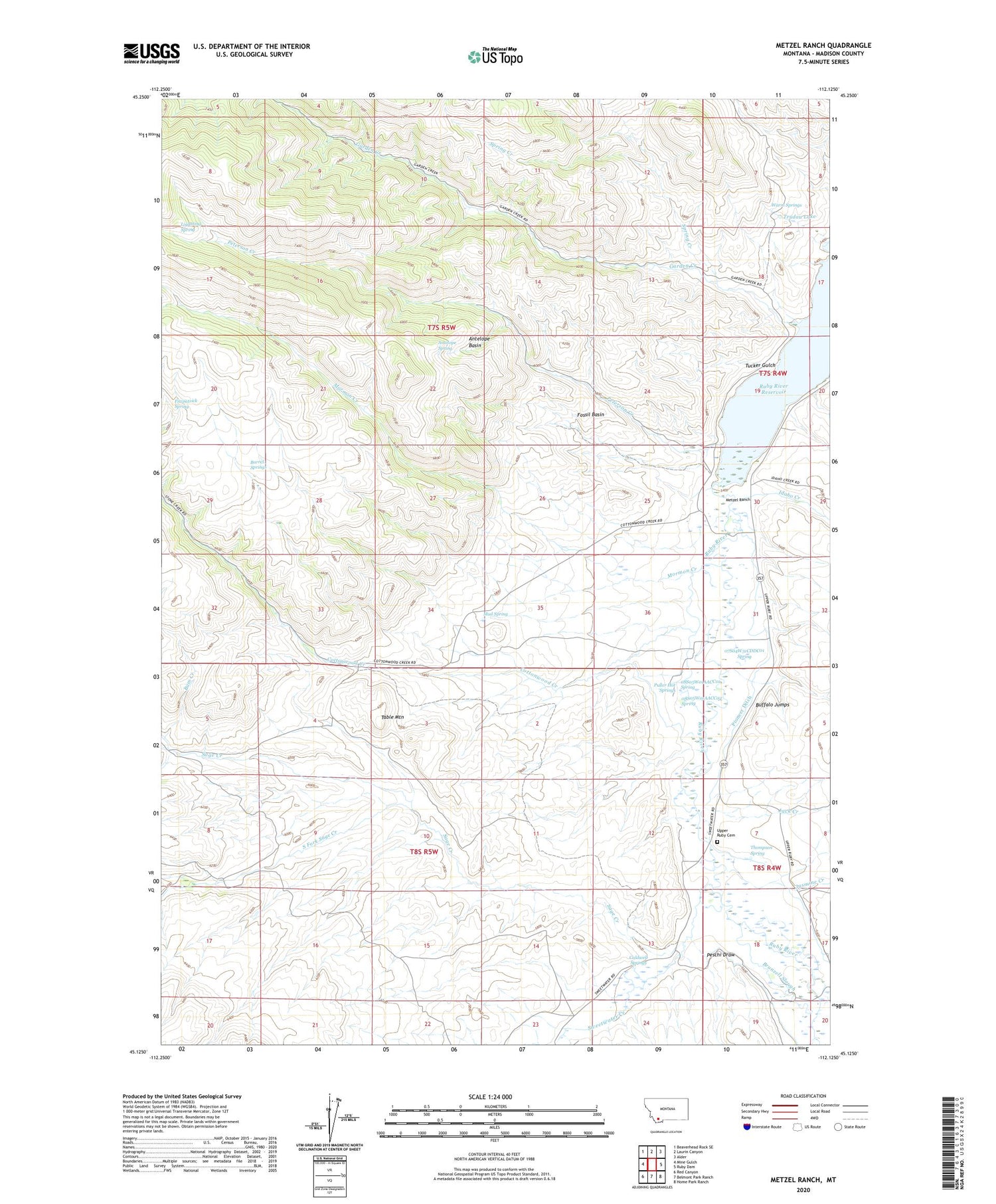 Metzel Ranch Montana US Topo Map Image