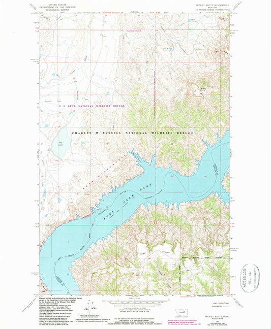 Classic USGS Mickey Butte Montana 7.5'x7.5' Topo Map Image
