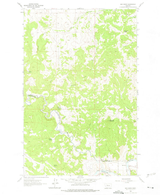 Classic USGS Mid Canon Montana 7.5'x7.5' Topo Map Image