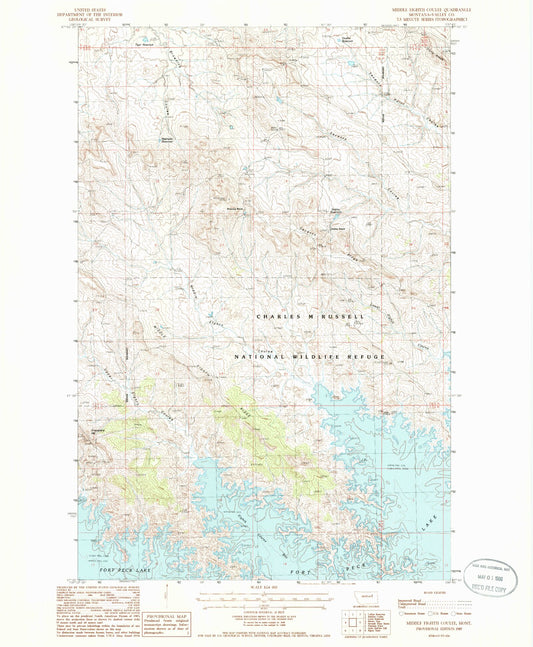 Classic USGS Middle Eighth Coulee Montana 7.5'x7.5' Topo Map Image