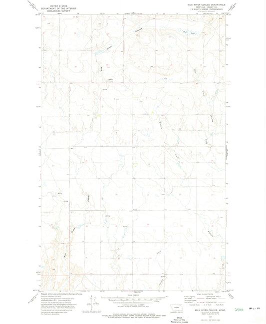 Classic USGS Milk River Coulee Montana 7.5'x7.5' Topo Map Image