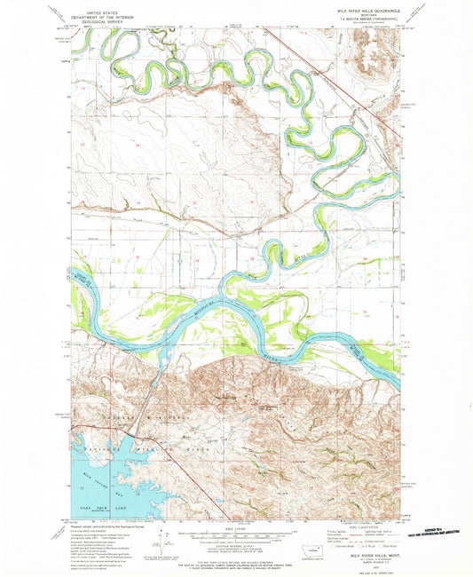 Classic USGS Milk River Hills Montana 7.5'x7.5' Topo Map Image