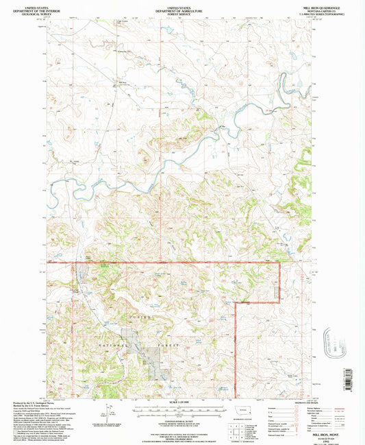 Classic USGS Mill Iron Montana 7.5'x7.5' Topo Map Image