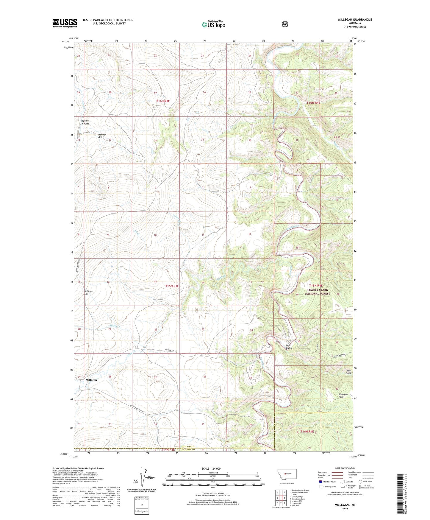 Millegan Montana US Topo Map Image