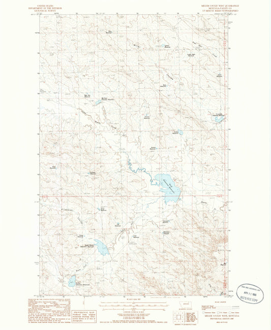 Classic USGS Miller Coulee West Montana 7.5'x7.5' Topo Map Image