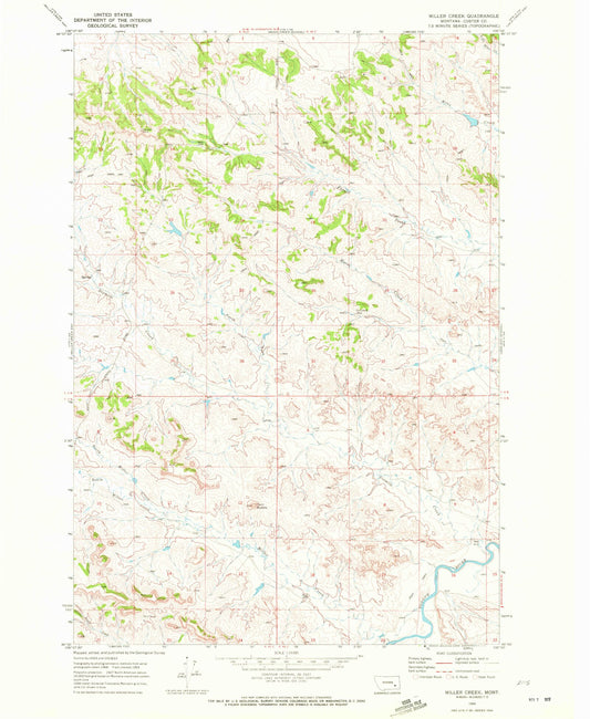 Classic USGS Miller Creek Montana 7.5'x7.5' Topo Map Image