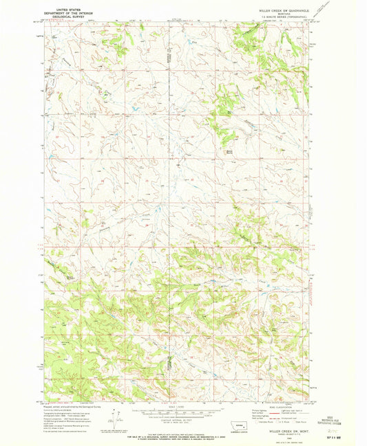 Classic USGS Miller Creek SW Montana 7.5'x7.5' Topo Map Image