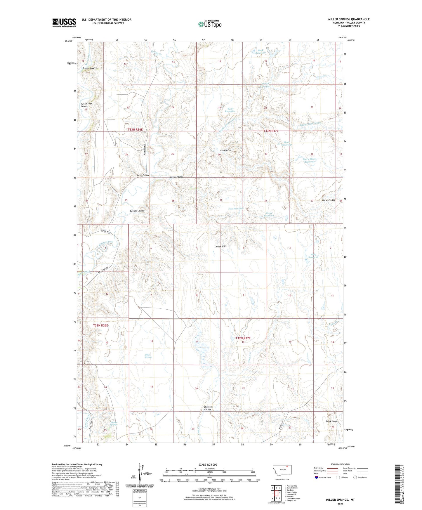 Miller Springs Montana US Topo Map Image