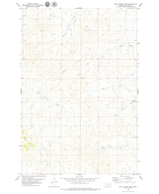 Classic USGS Mills Creek West Montana 7.5'x7.5' Topo Map Image