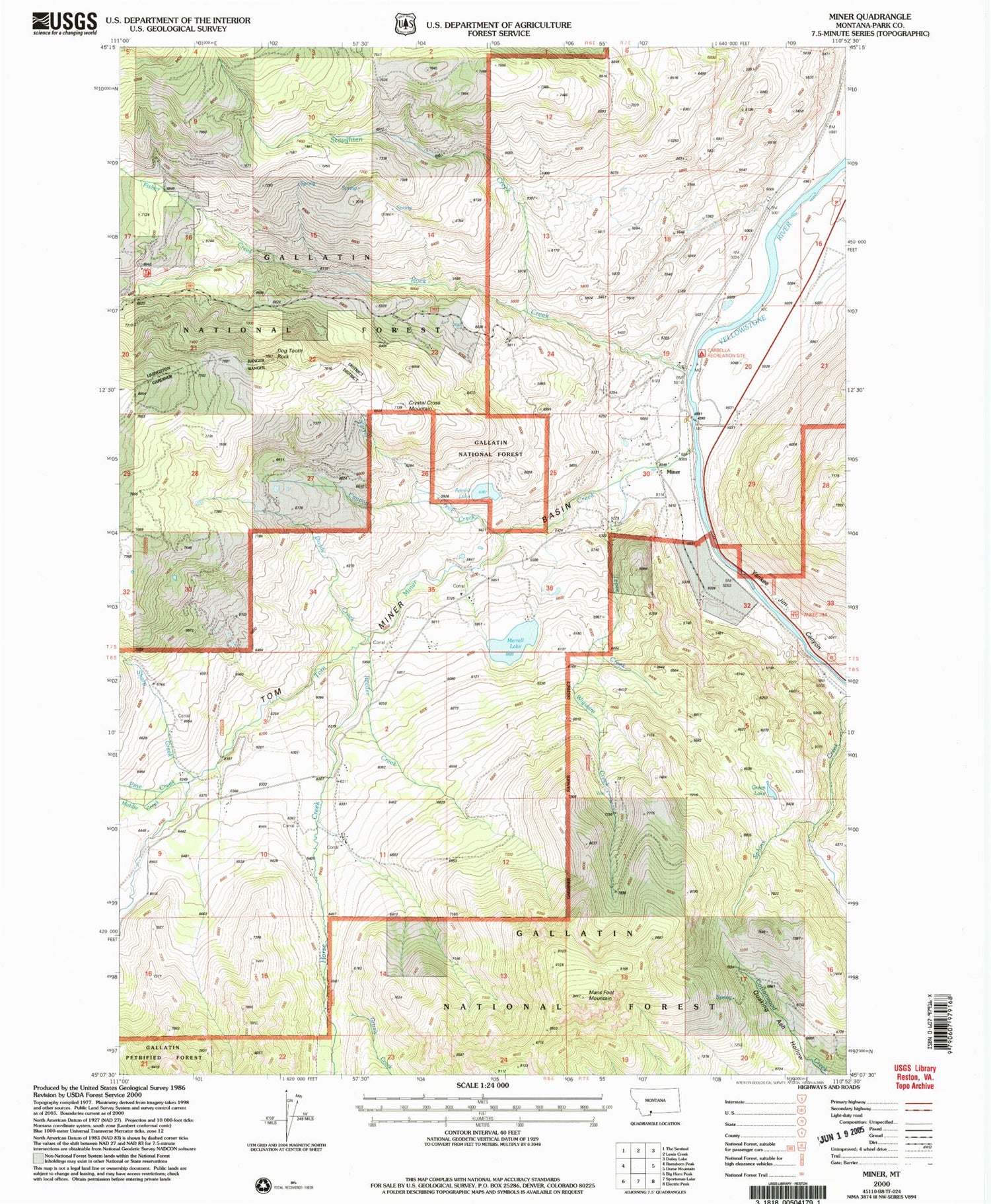 Classic USGS Miner Montana 7.5'x7.5' Topo Map Image