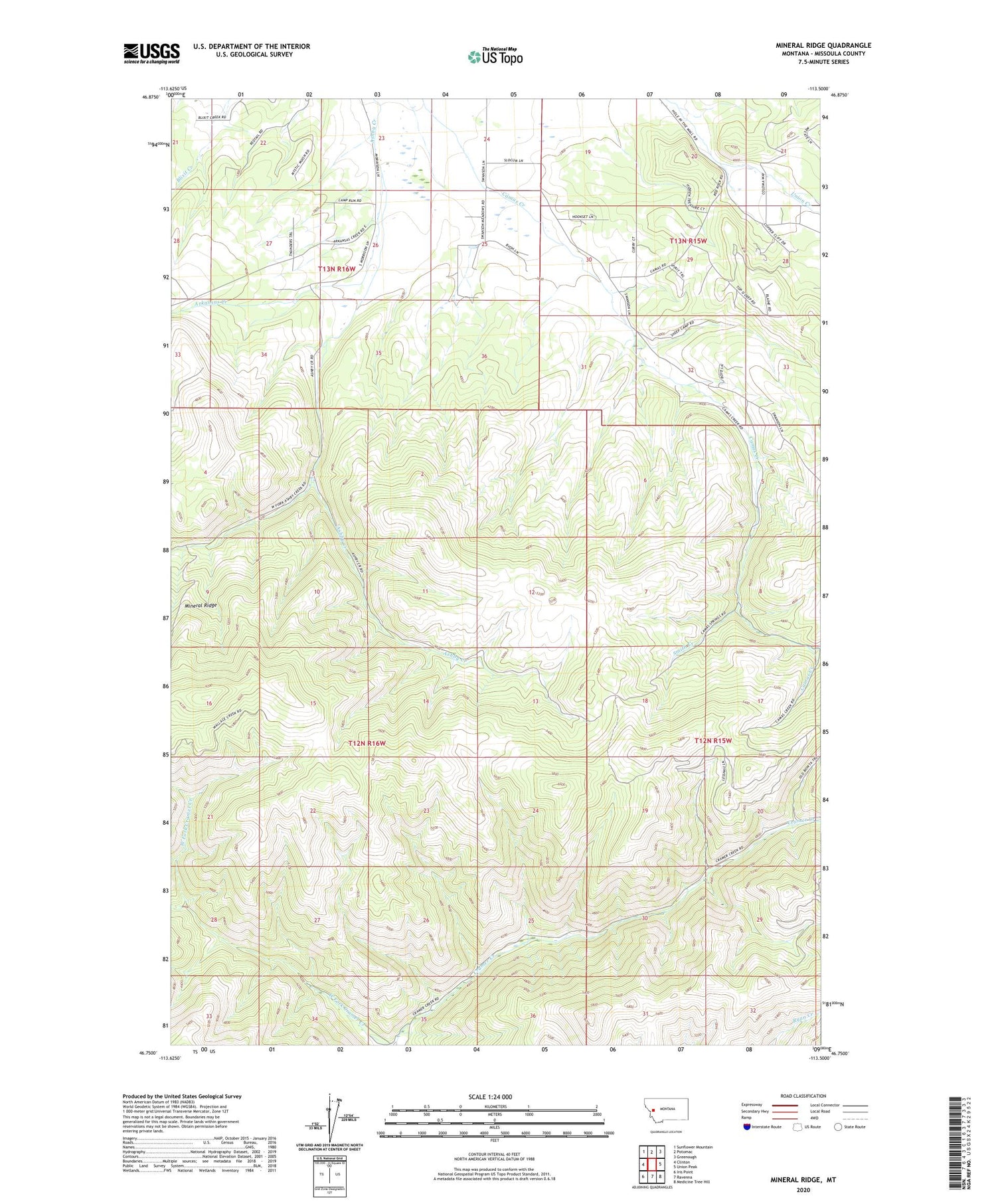 Mineral Ridge Montana US Topo Map Image