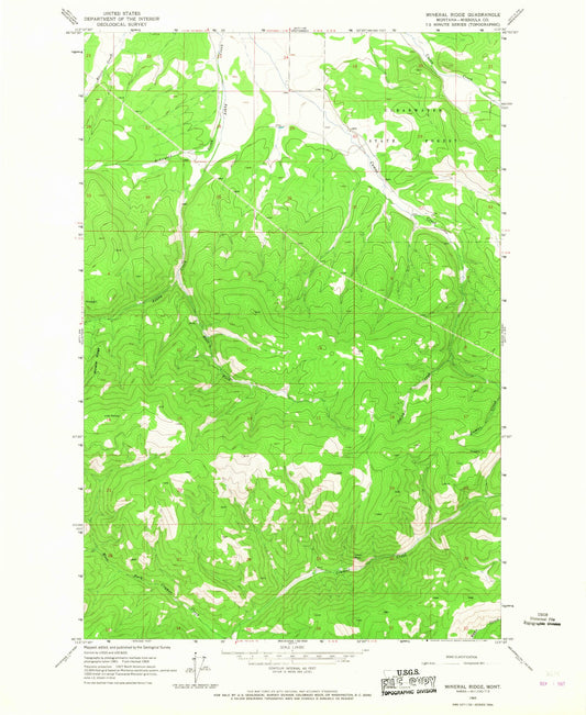Classic USGS Mineral Ridge Montana 7.5'x7.5' Topo Map Image