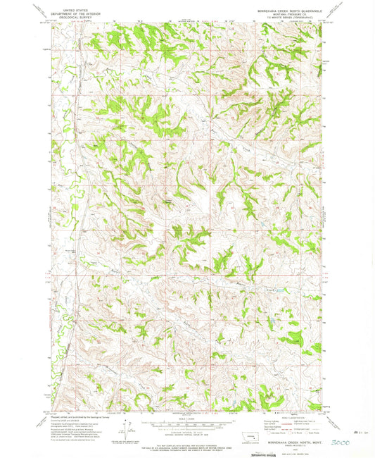 Classic USGS Minnehaha Creek North Montana 7.5'x7.5' Topo Map Image