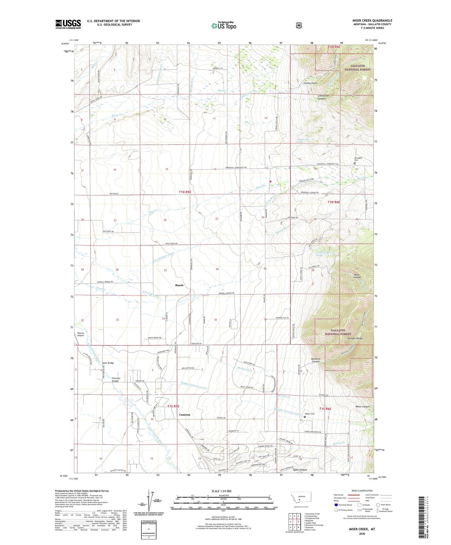 Miser Creek Montana US Topo Map Image