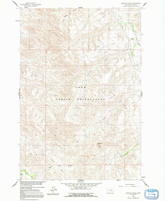Classic USGS Mission Coulee Montana 7.5'x7.5' Topo Map Image