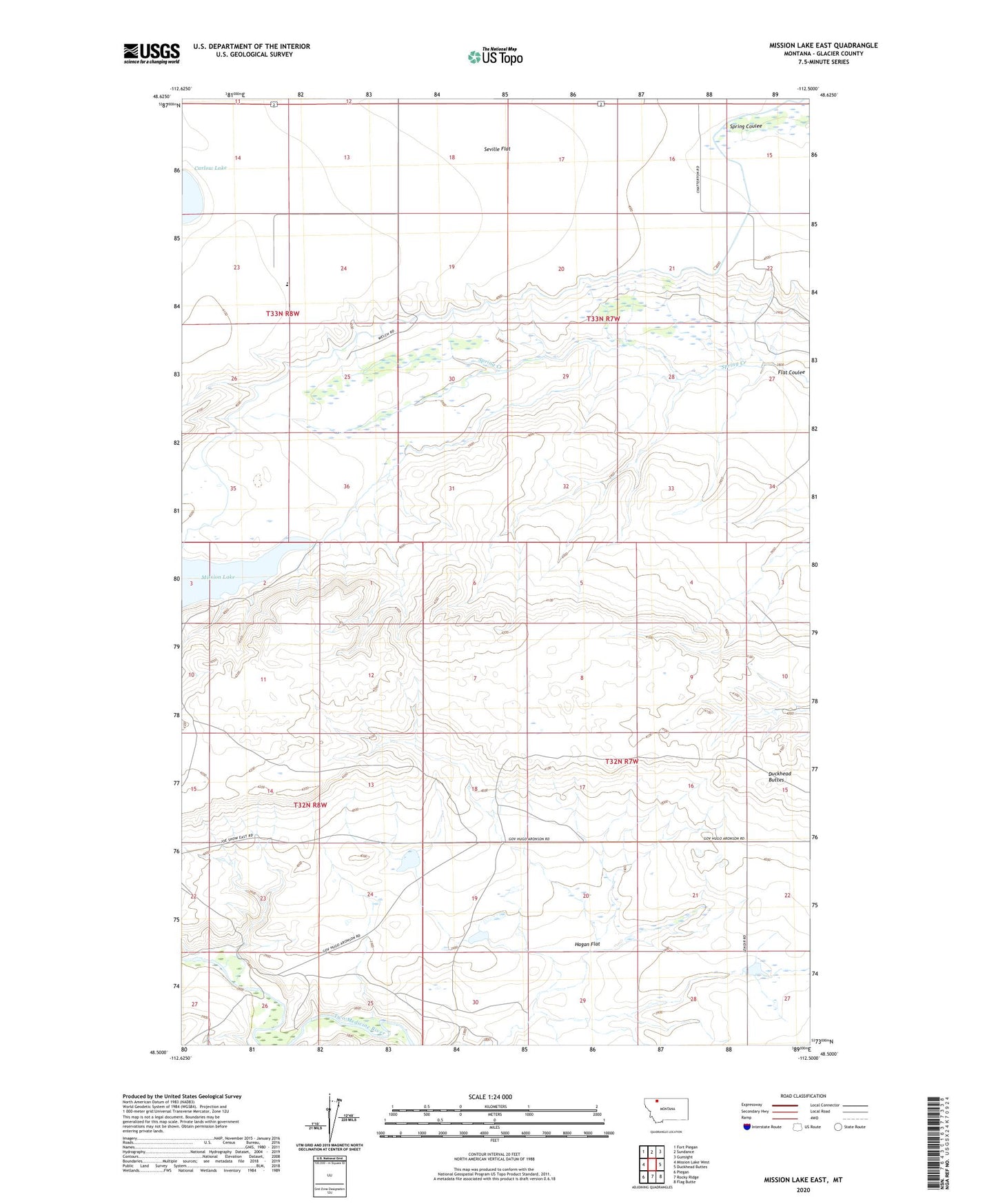 Mission Lake East Montana US Topo Map Image