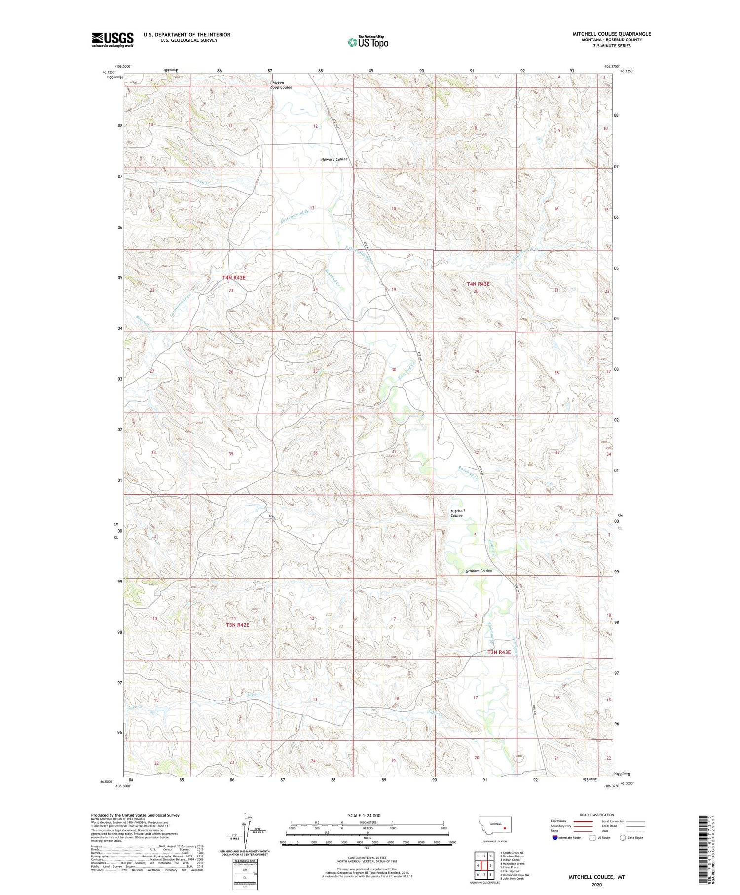 Mitchell Coulee Montana US Topo Map Image