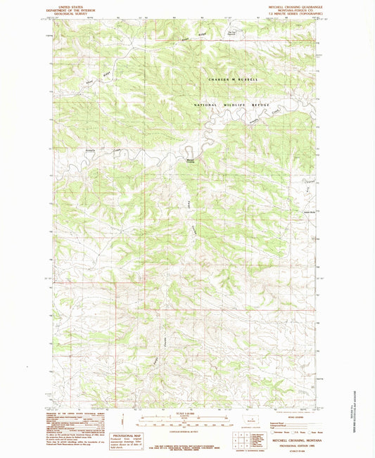 Classic USGS Mitchell Crossing Montana 7.5'x7.5' Topo Map Image