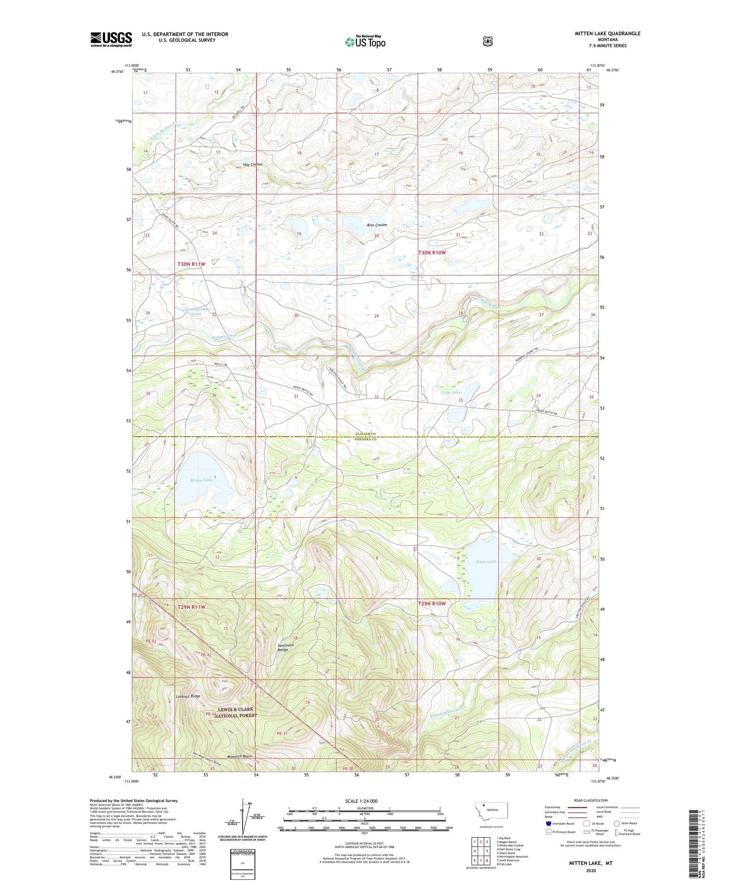Mitten Lake Montana US Topo Map Image