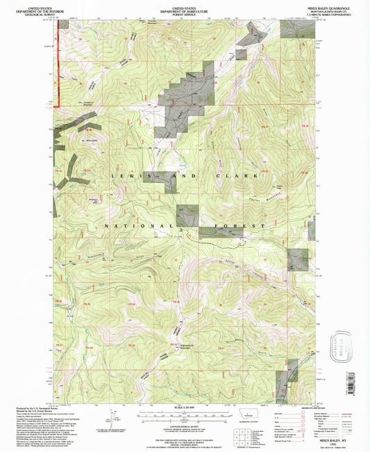 Classic USGS Mixes Baldy Montana 7.5'x7.5' Topo Map Image