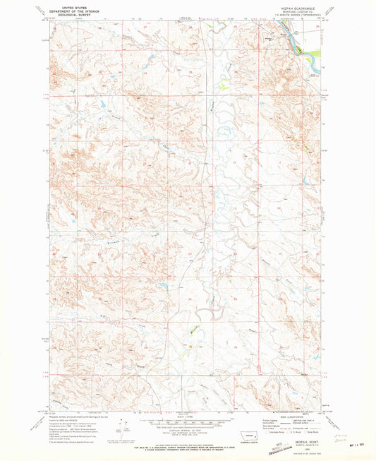 Classic USGS Mizpah Montana 7.5'x7.5' Topo Map Image