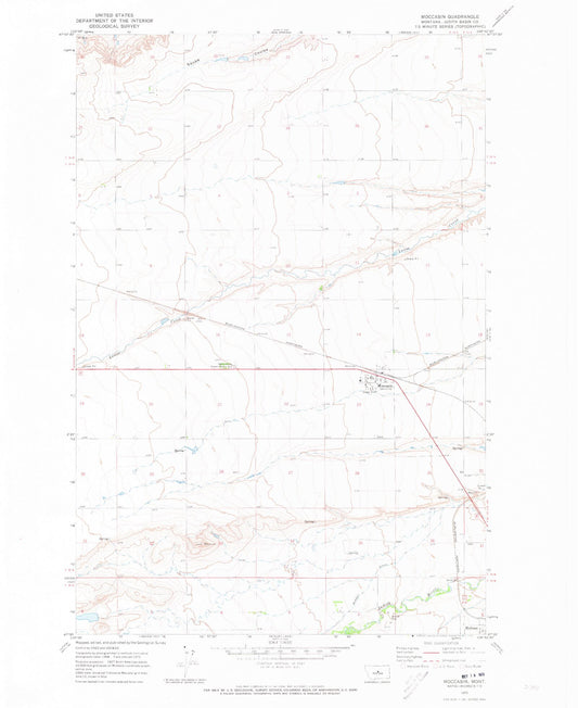 Classic USGS Moccasin Montana 7.5'x7.5' Topo Map Image